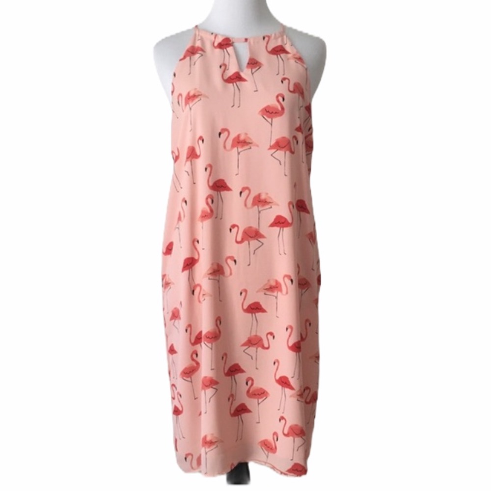 Finn & Grace Flamingo Print Pink Dress Small